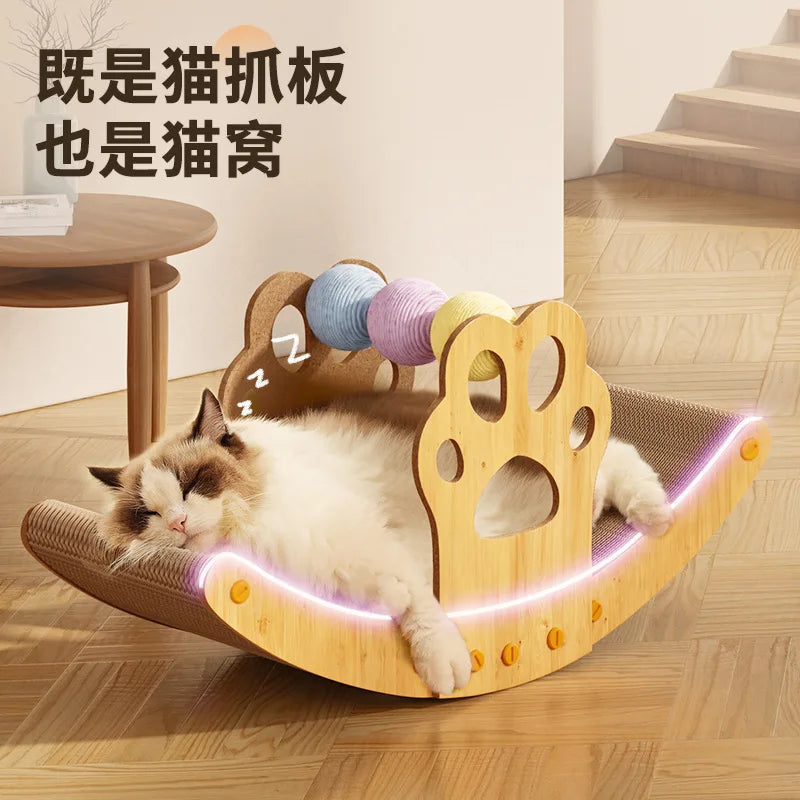 Pet Cat Scratching Board Boat Shaker Ball Grinding Claw Rest Furniture
