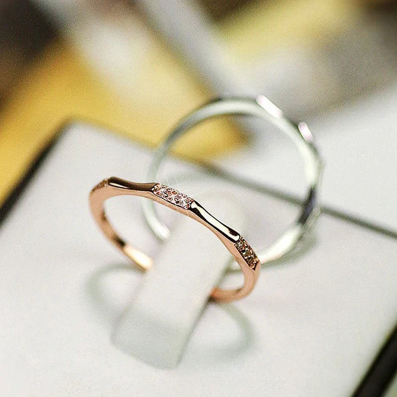 Huitan Thin CZ Rings for Women – Trendy Cubic Zirconia Jewelry