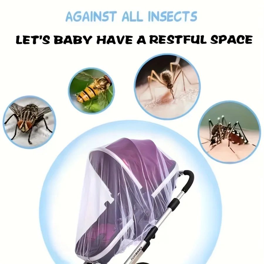 White Stretchy Mosquito Net Strollers Cribs Breathable Polyester