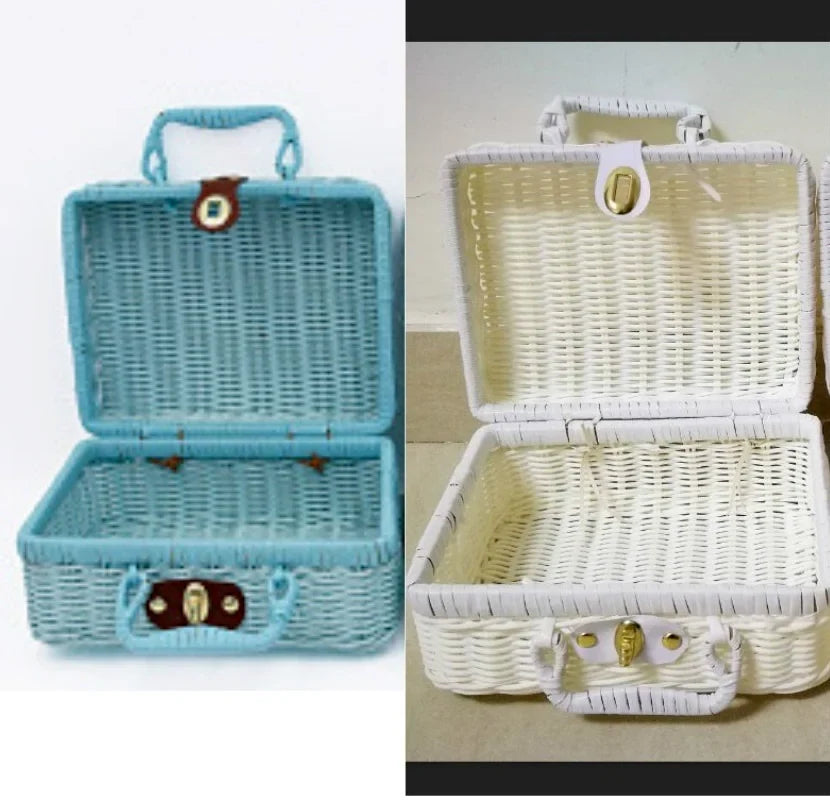 Retro Rattan Woven Storage Basket – Portable Handheld Organizer