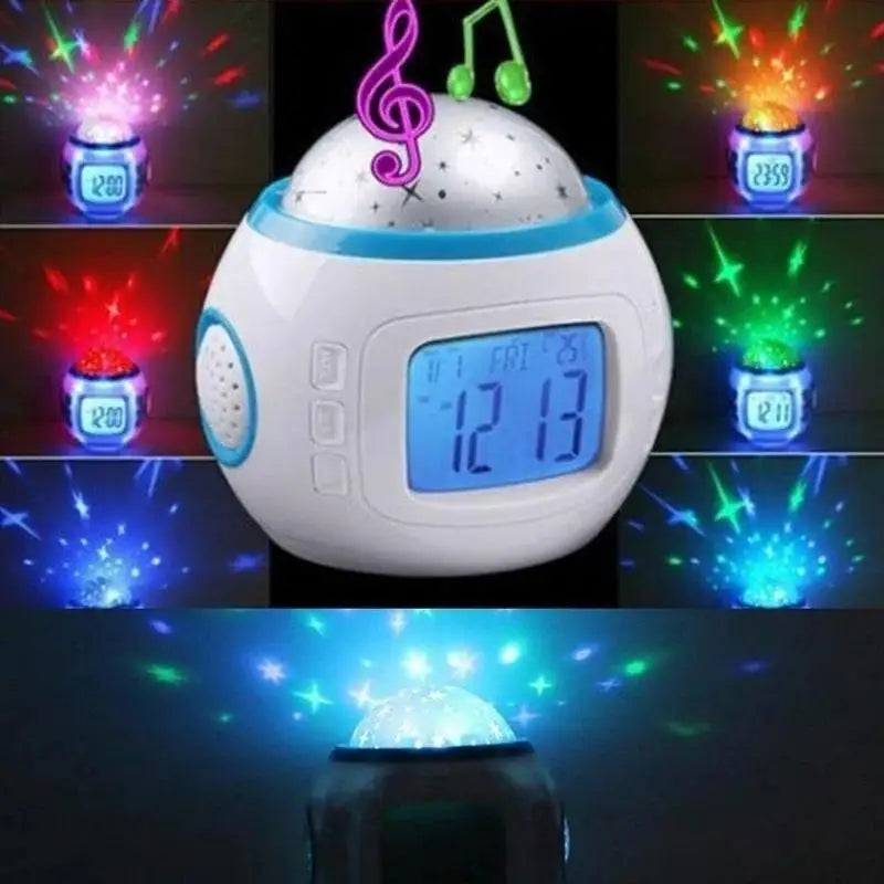 Kids Star Night Light Projector Alarm Clock with Music