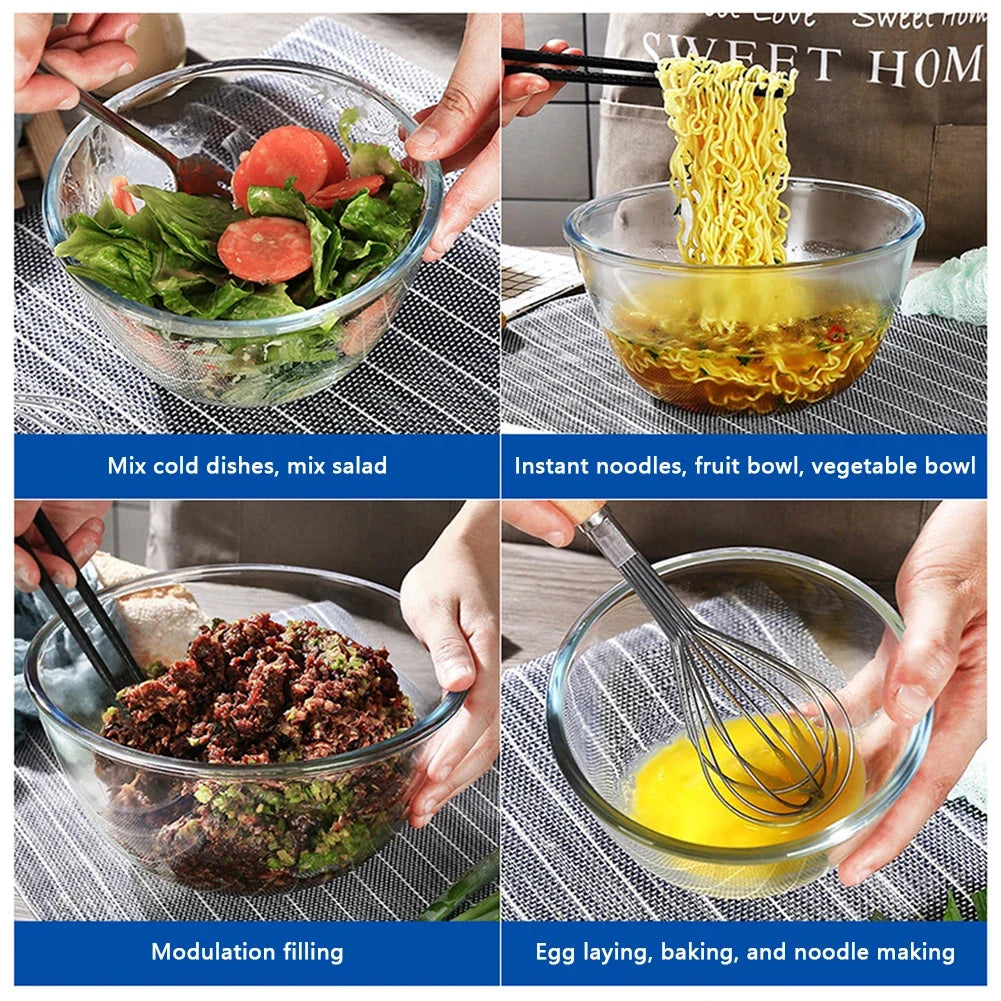 Clear Glass Mixing Bowl | Microwave & Dishwasher Safe, BPA-Free