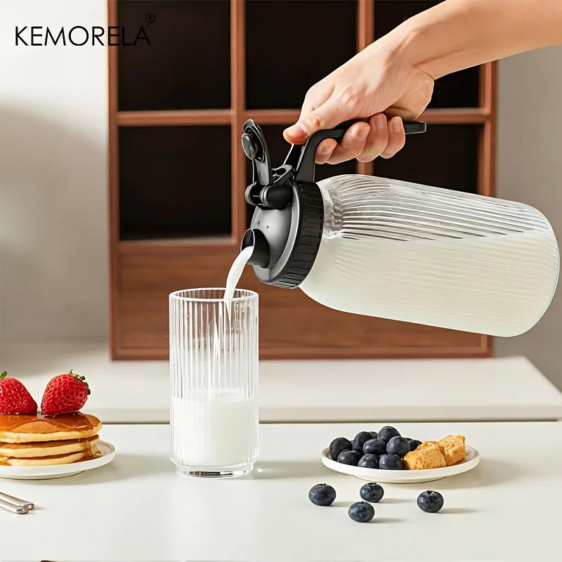 KEMORELA Glass Mason Jar Pitcher Set of 2 – Pour Spout Lid