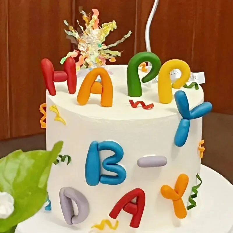 Cake Topper English Letters Happy Birthday Ins Colorful Rainbow Kids