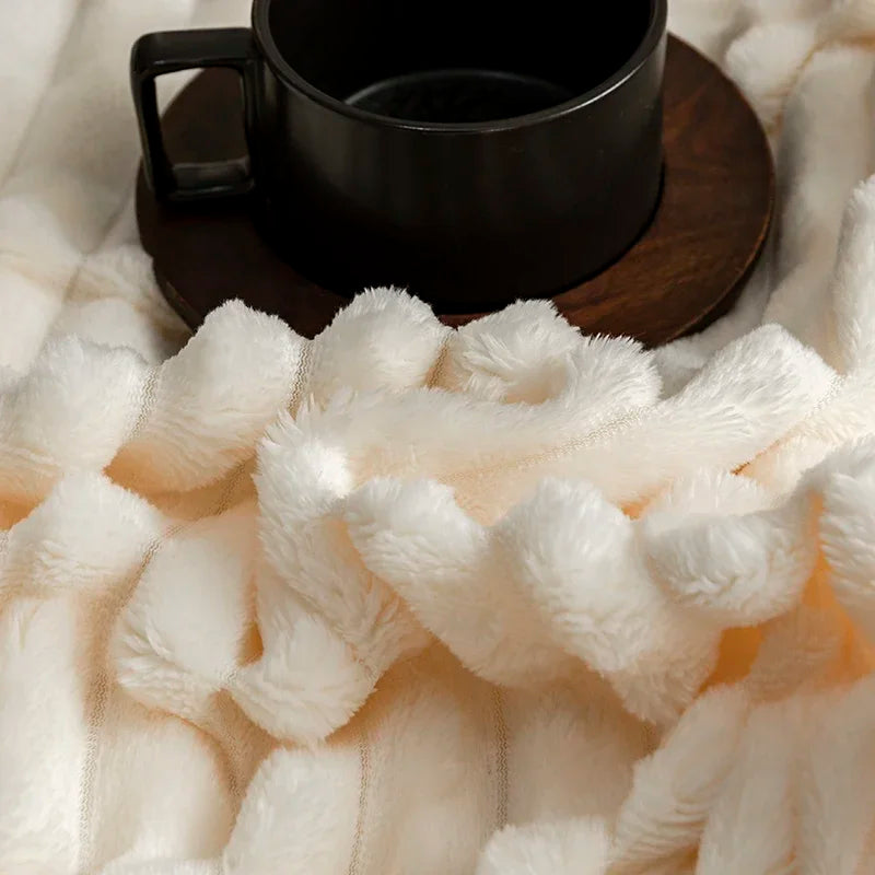 Striped Fleece Throw Blanket – Soft Shaggy Couch & Bed Blanket