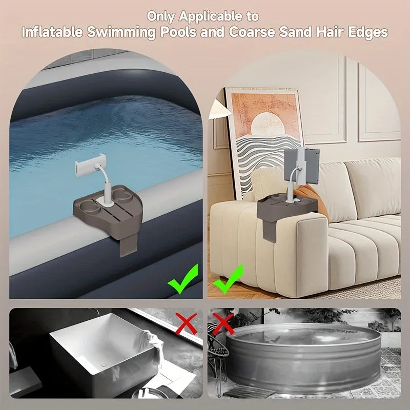 3-in-1 Hot Tub Tray Table | Cup & Phone Holder for Spa Pool
