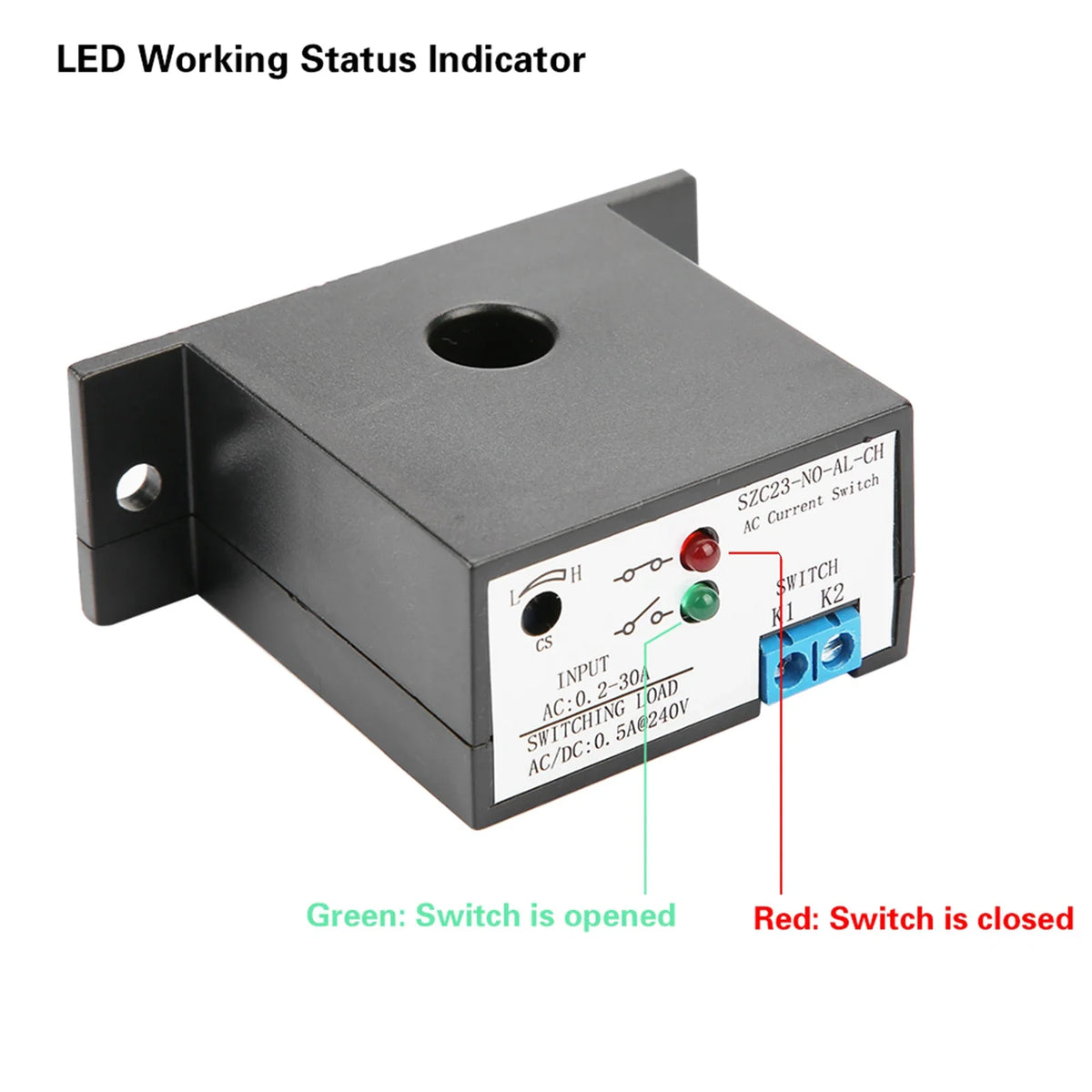 AC Current Sensing Switch SZC23 No AL CH Normally Open Adjustable 0 2