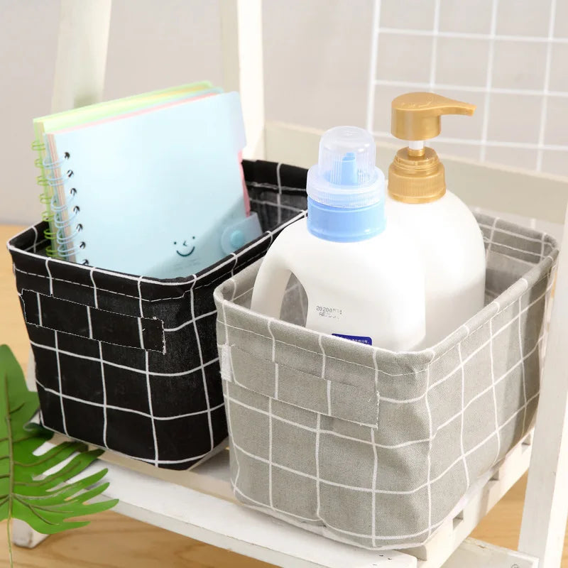 Random Cotton Hemp Storage Basket Handheld Printed Tabletop