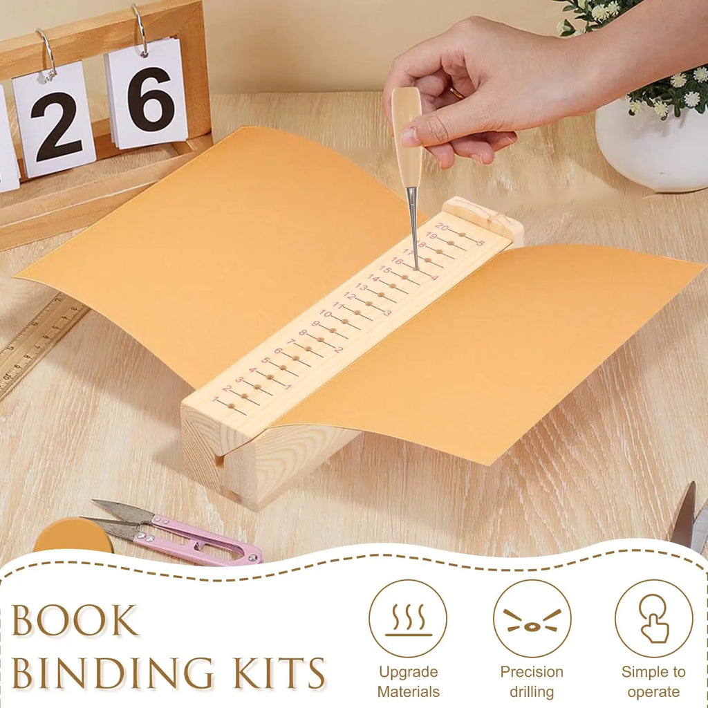 Wooden Bookbinding Cradle Kit with Awl – DIY Book Binding Tool