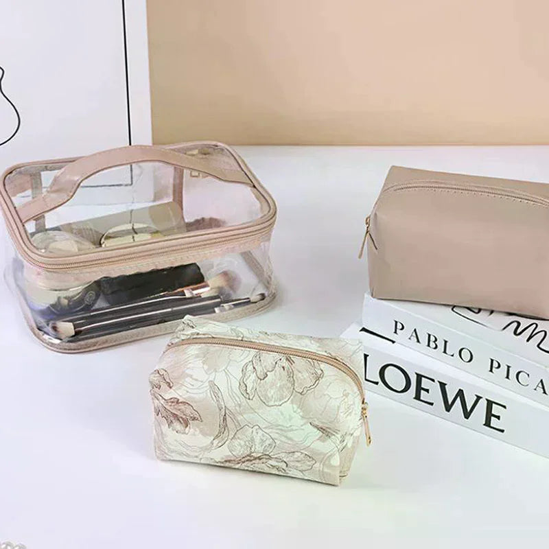 Floral Transparent Makeup Bag 3-Pack | Women's Travel Toiletry Set