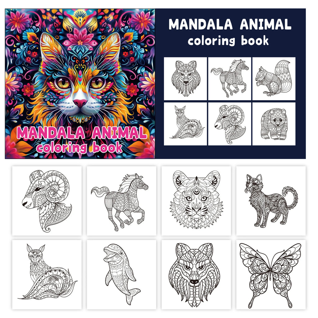 24 Mandala Animal Coloring Books Adult Graffiti Watercolor Creative