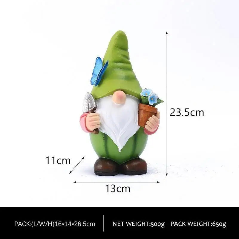 Solar Fruit Gnome Garden Statue – Resin Dwarf Sculpture Light