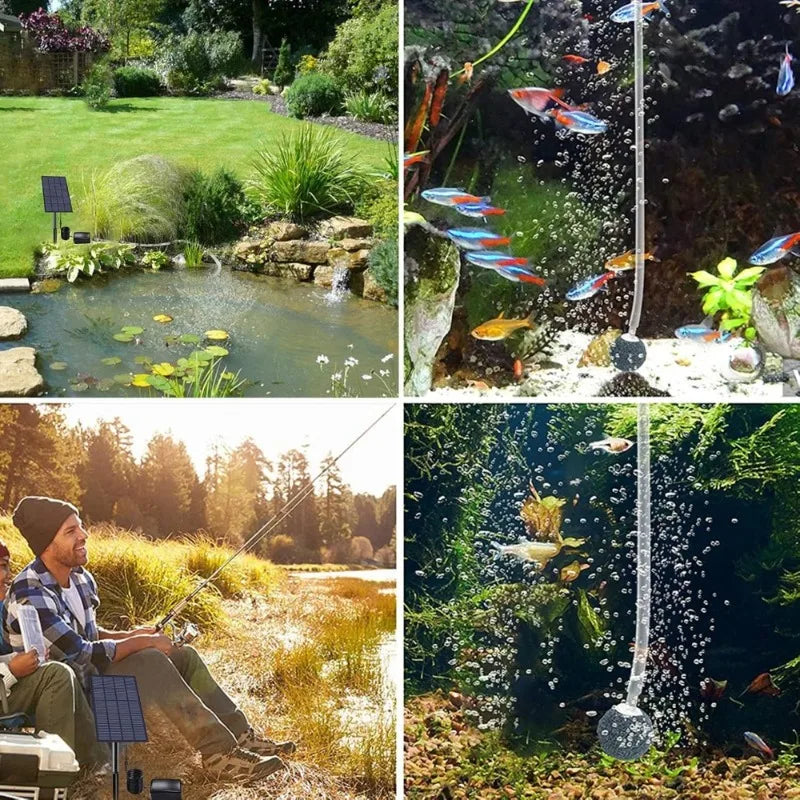 2.5W Solar Pond Aerator Pump with Air Stones – Fish Tank