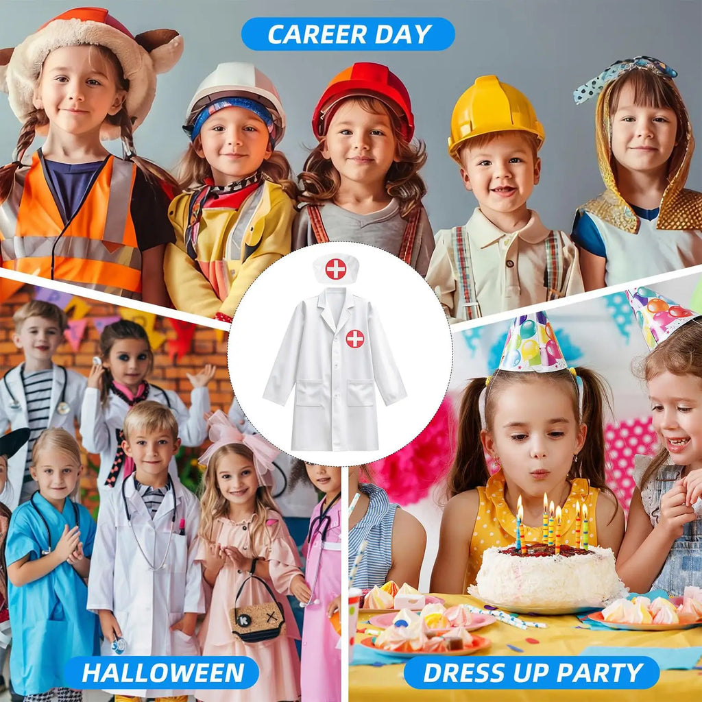 Kids Doctor Costume Dress-Up Set | Ages 3–8 | Machine Washable