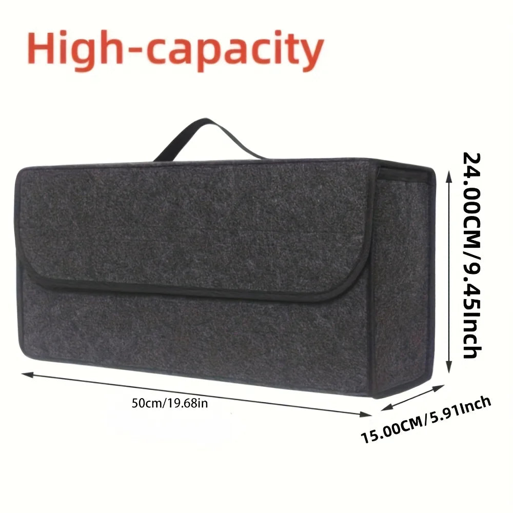 Foldable Car Trunk Organizer – Felt Storage Box with Compartments