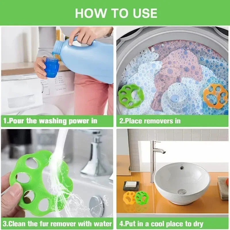 Silicone Lint & Pet Hair Remover Stickers – 4-Pack, Washable