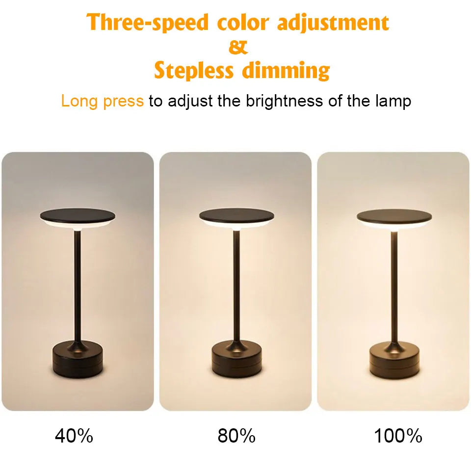 LED Crystal Touch Table Lamp – USB Rechargeable Wireless Light