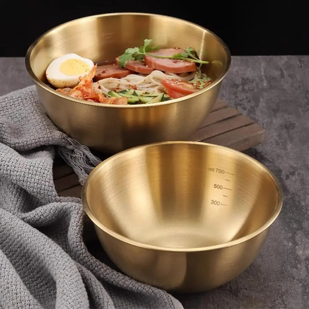 Korean 304 Stainless Steel Bowl Food Grade Round Mixing Salad
