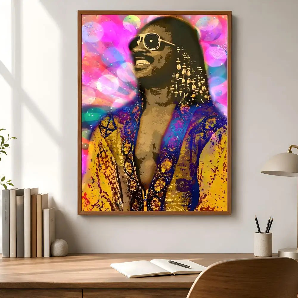 Stevie Wonder HD Waterproof Wall Poster PVC Sticker | Music Décor