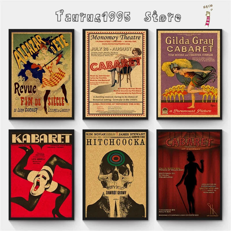 Retro Cabaret Movie Kraft Paper Wall Poster – Vintage Art Print
