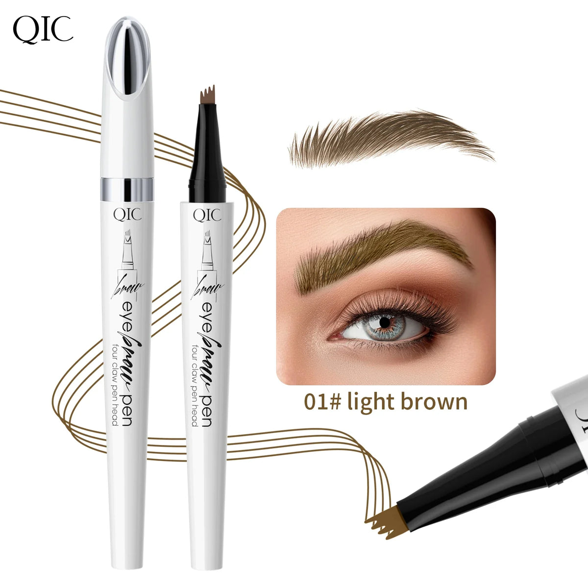 QIC 4-Tip Waterproof Microblading Eyebrow Pen | 4 Colors