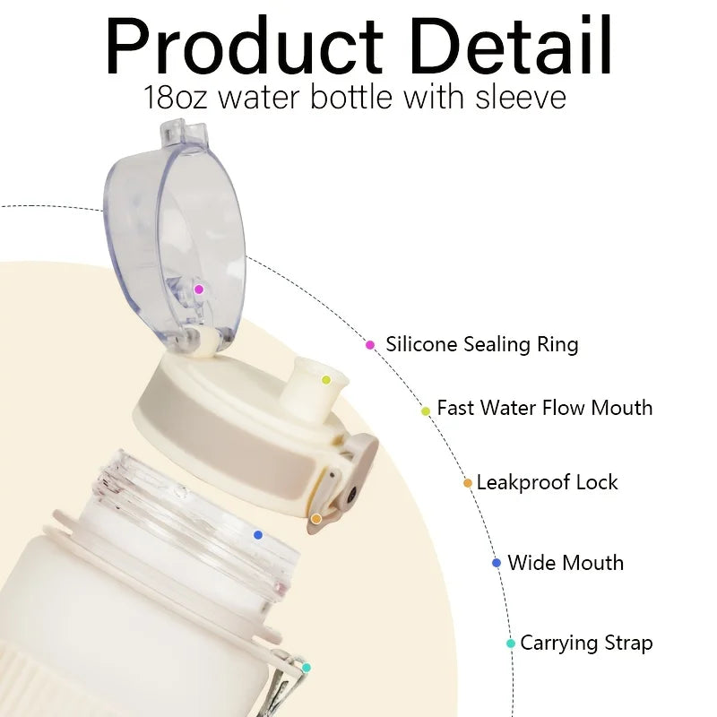 BPA-Free Plastic Water Bottle Lid Strap Hiking Fitness Casual Use