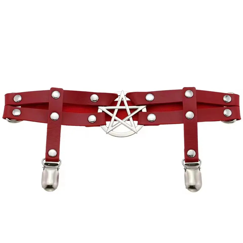 UYEE Leg Strap Garter Belt Pentagram Thigh Harness Women Girls Goth