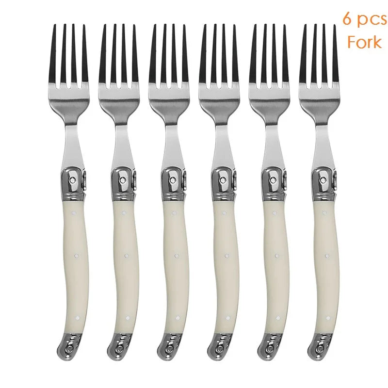 6-Piece Laguiole Stainless Steel Cutlery Set – Knives Forks Spoons