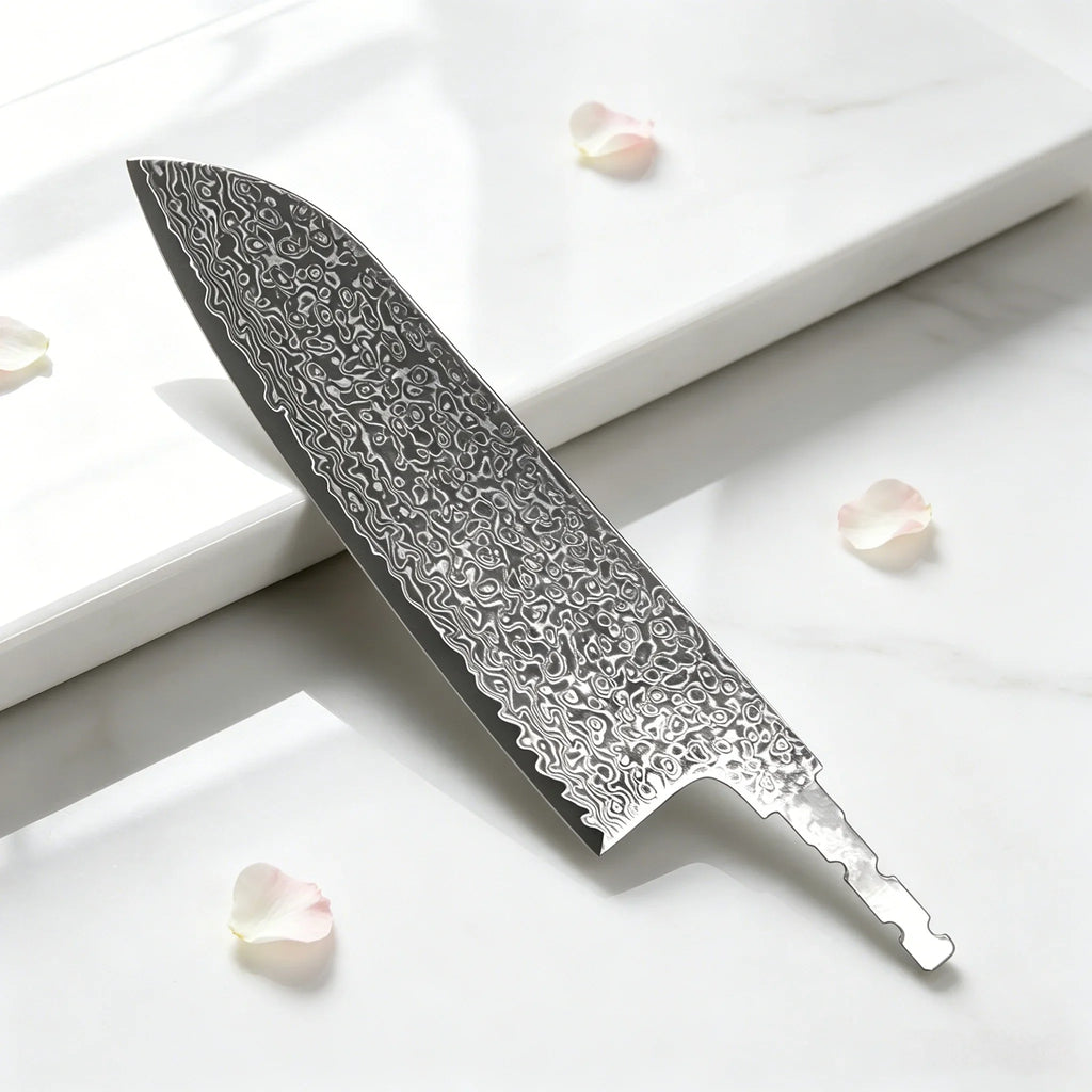 Hand Forged Damascus Steel Blade Blank – DIY Santoku Knife