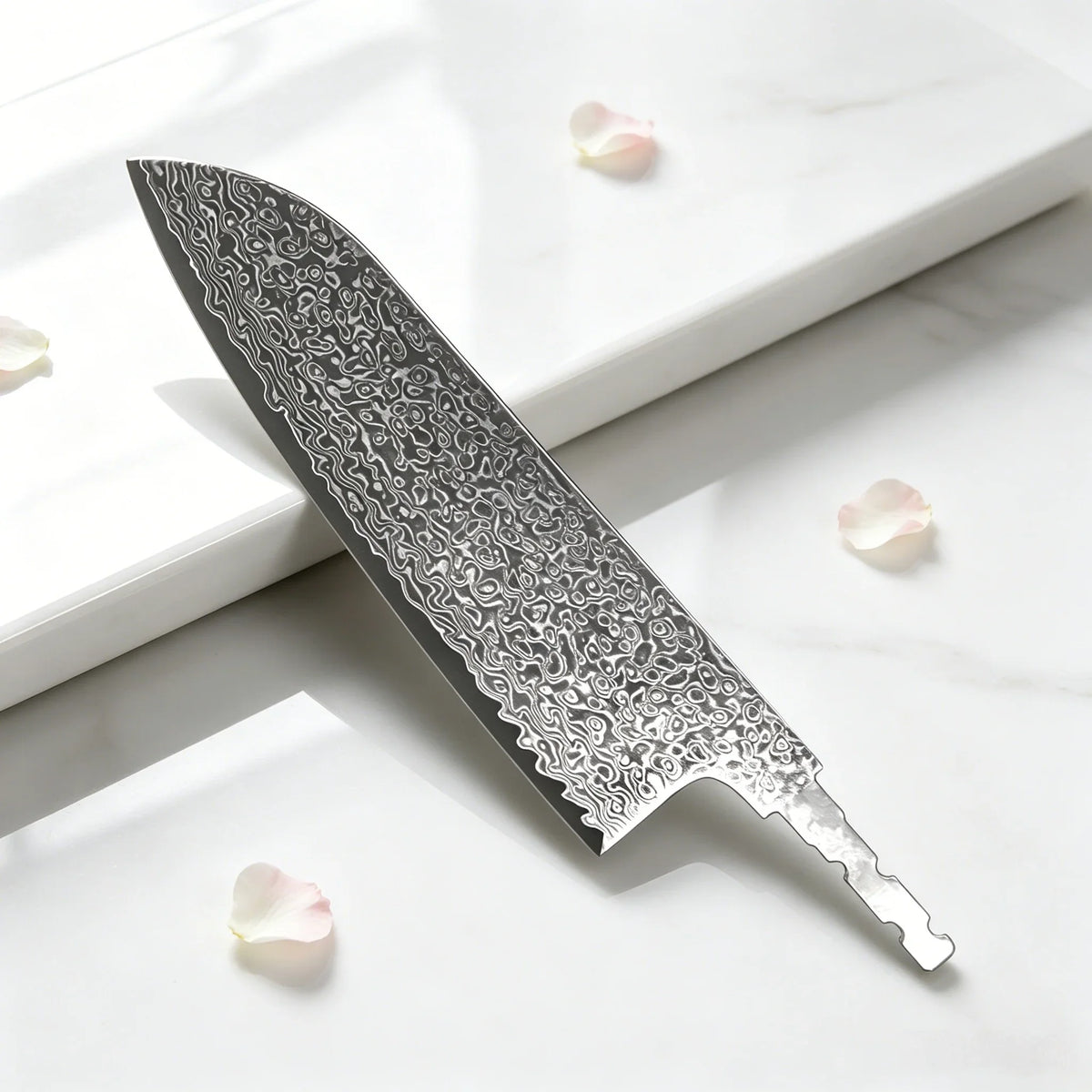 Hand Forged Damascus Steel Blade Blank – DIY Santoku Knife
