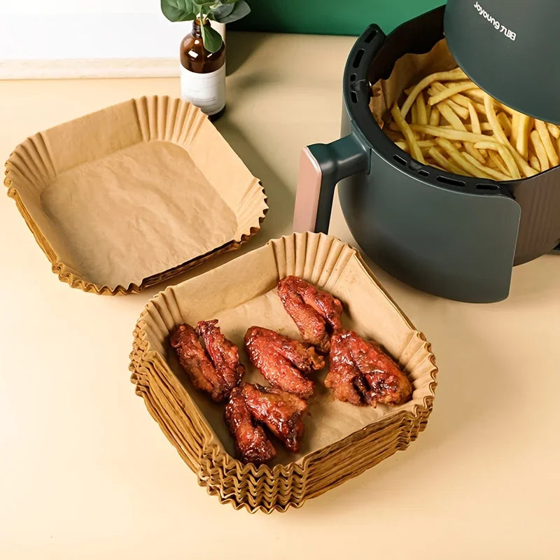 Square Air Fryer Parchment Liners 50/100 Pack | Non-Stick