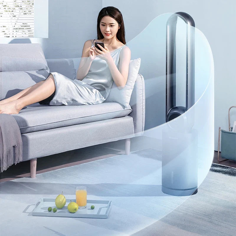 Water-Cooled Bladeless Tower Fan with Remote Control & Timer