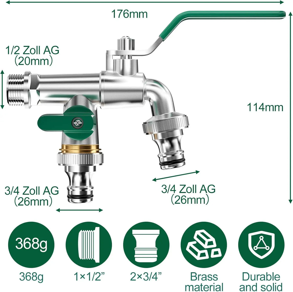 Brass IBC Water Tank Adapter – 1/2" Garden Hose Ball Valve Fitting