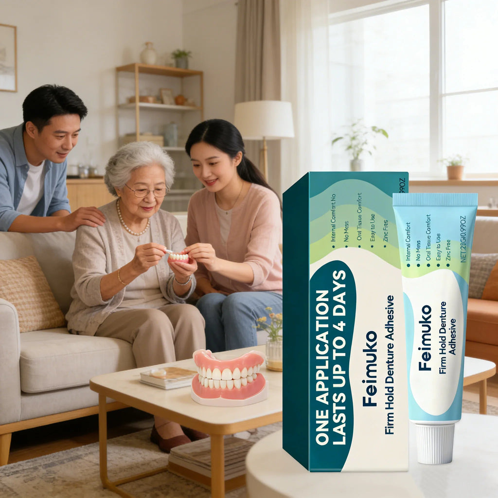 FEIMUKO Denture Adhesive Cream – Firm Hold & Gum Relief