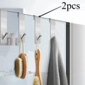 Drill-Free Glass Door Hooks – Stainless Steel Bathroom Storage