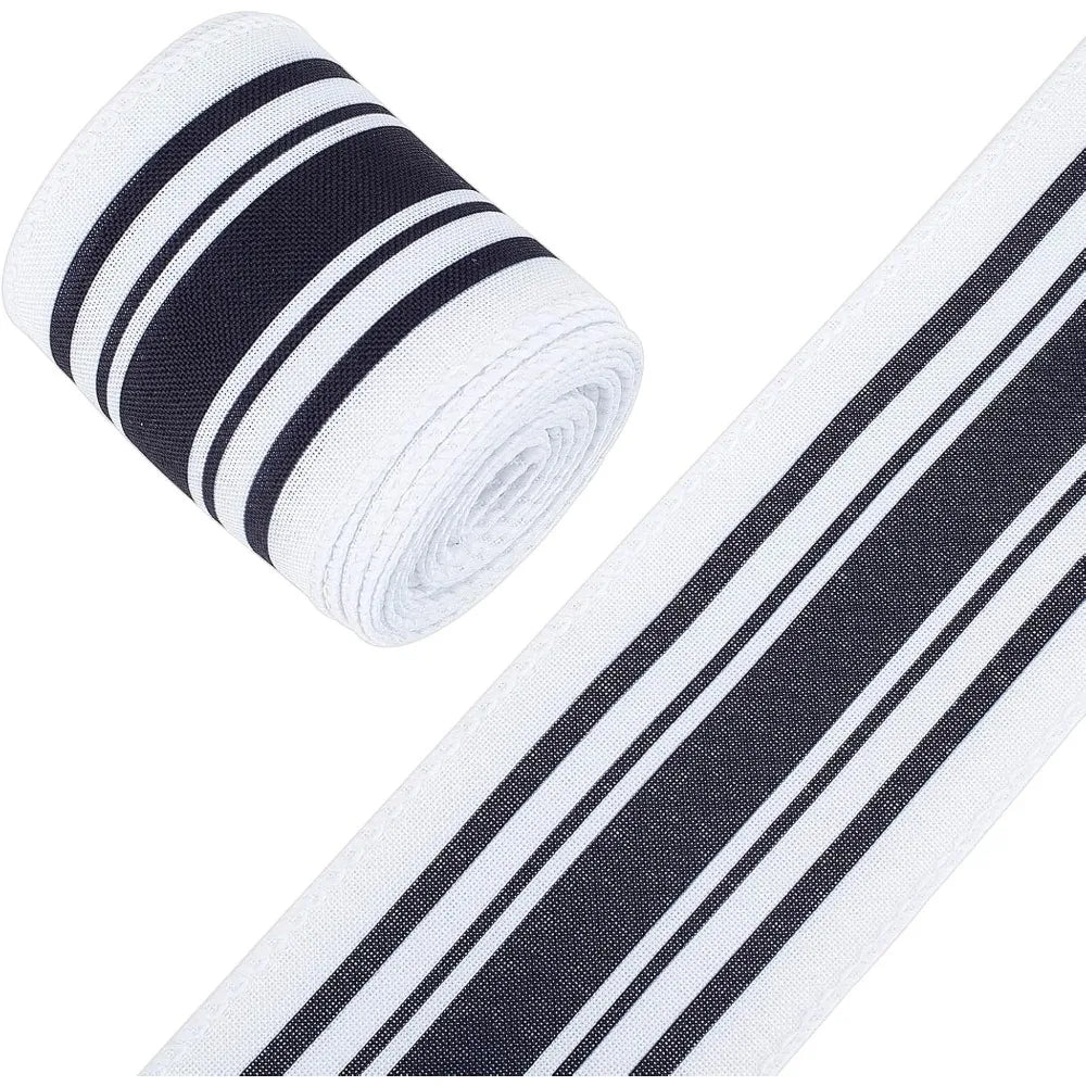 Black Stripe Jacquard Polyester Ribbon 2.5" – 2 Rolls 12 Yards