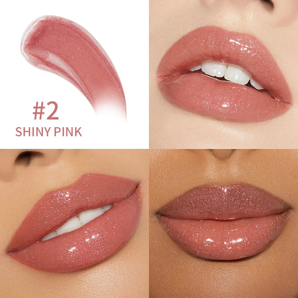 8-Color Glitter Lip Gloss – Shimmer & Hydrating Lip Oil Glaze