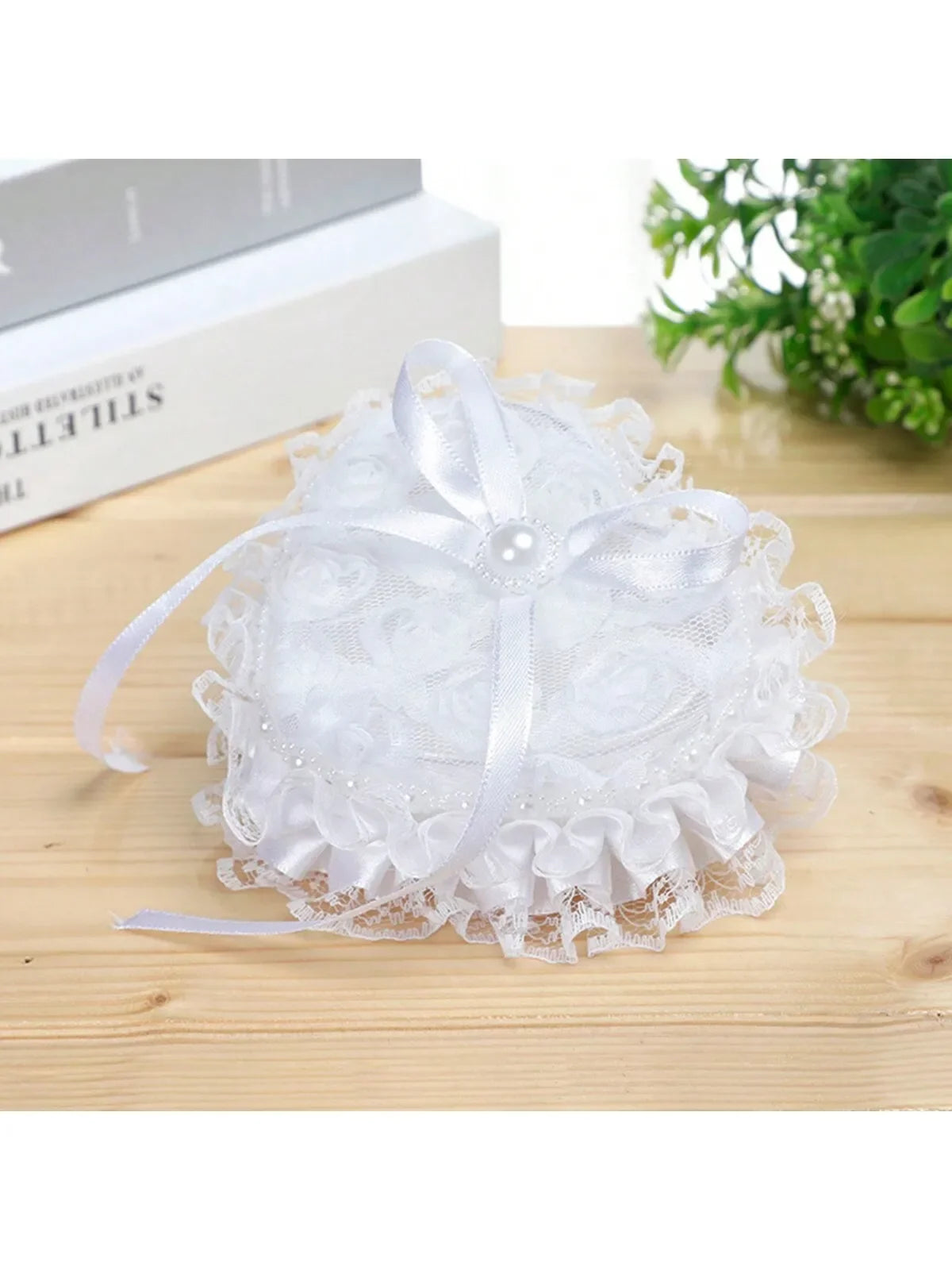 Love Heart Lace Wedding Flower Girl Clutch Ring Box Bridal Jewelry