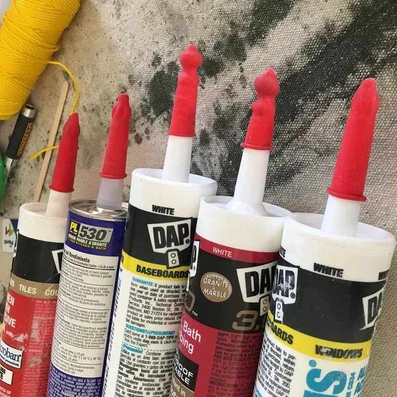 Lot Red Caulking Gun Nozzles Cap Caulk Saving Sealer Saver Open Tube
