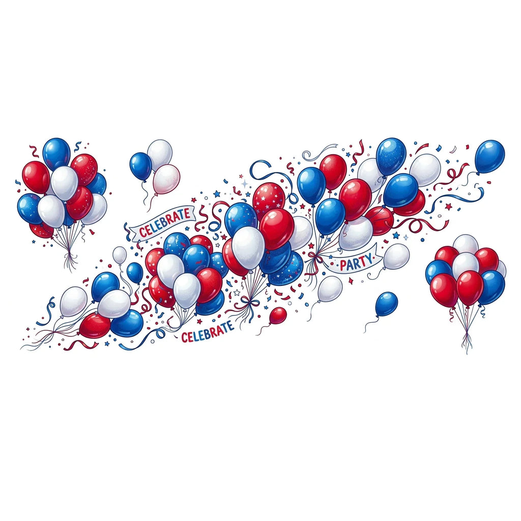 Patriotic Red White Blue Balloon UV DTF Sticker | 16oz Cup Decal