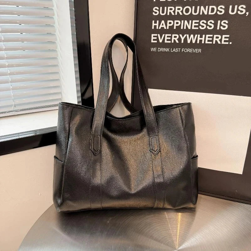 Women's Large Capacity PU Leather Tote Shoulder Crossbody Bag