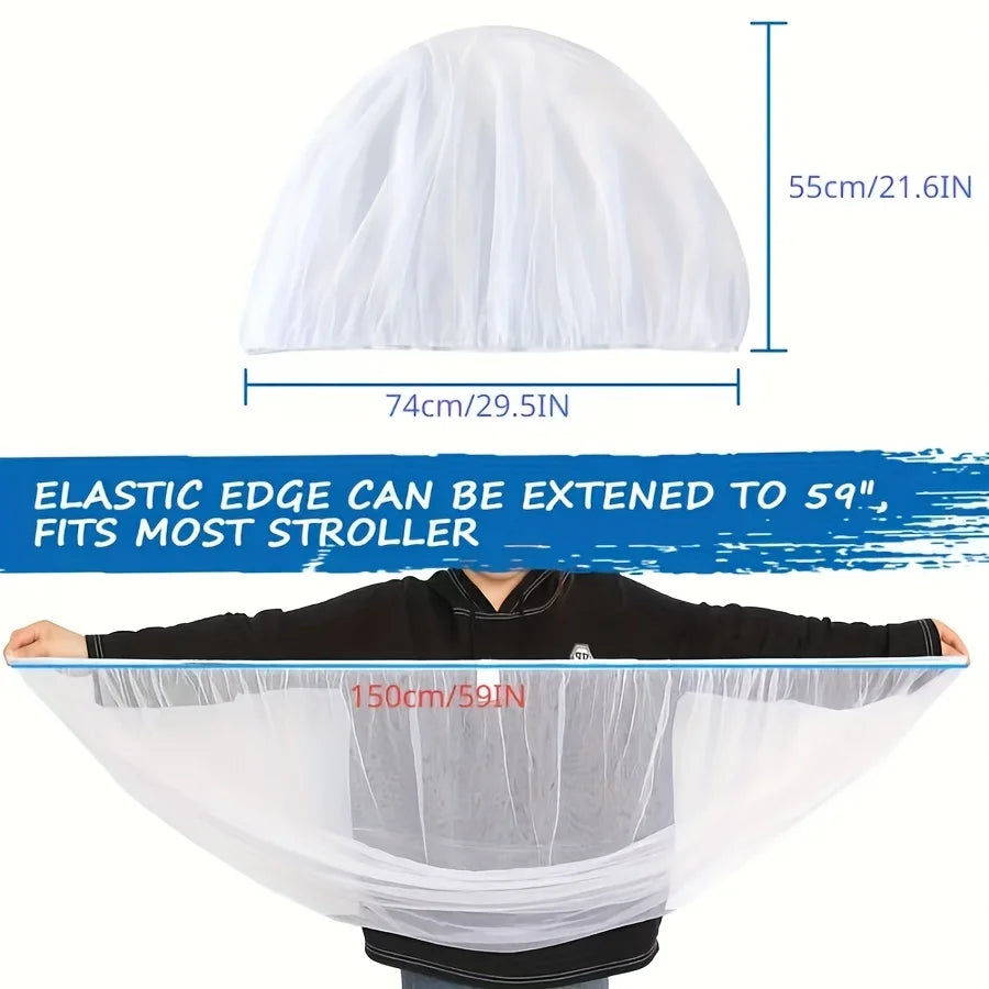 White Stretchy Mosquito Net Strollers Cribs Breathable Polyester