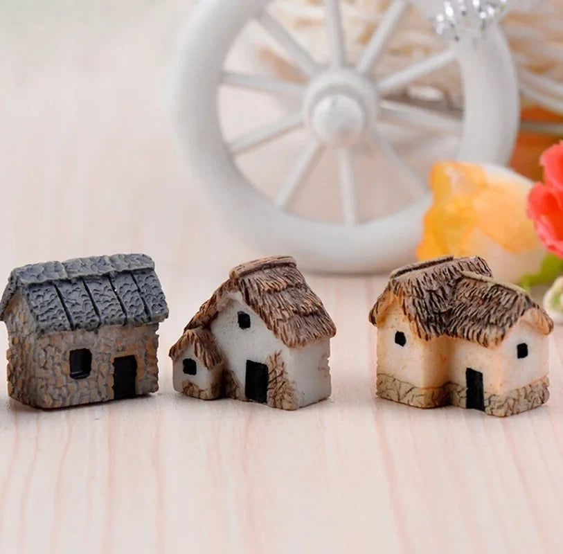 4-Piece Miniature Fairy Garden Figurines – Resin House Statues