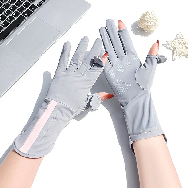 Women's Ice Silk UV Protection Gloves – Driving & Cycling
