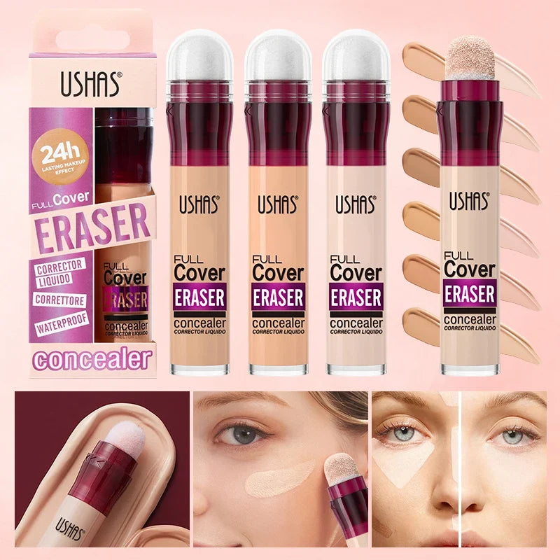 USHAS 12-Shade Liquid Concealer – Rotating Sponge, Long-Lasting