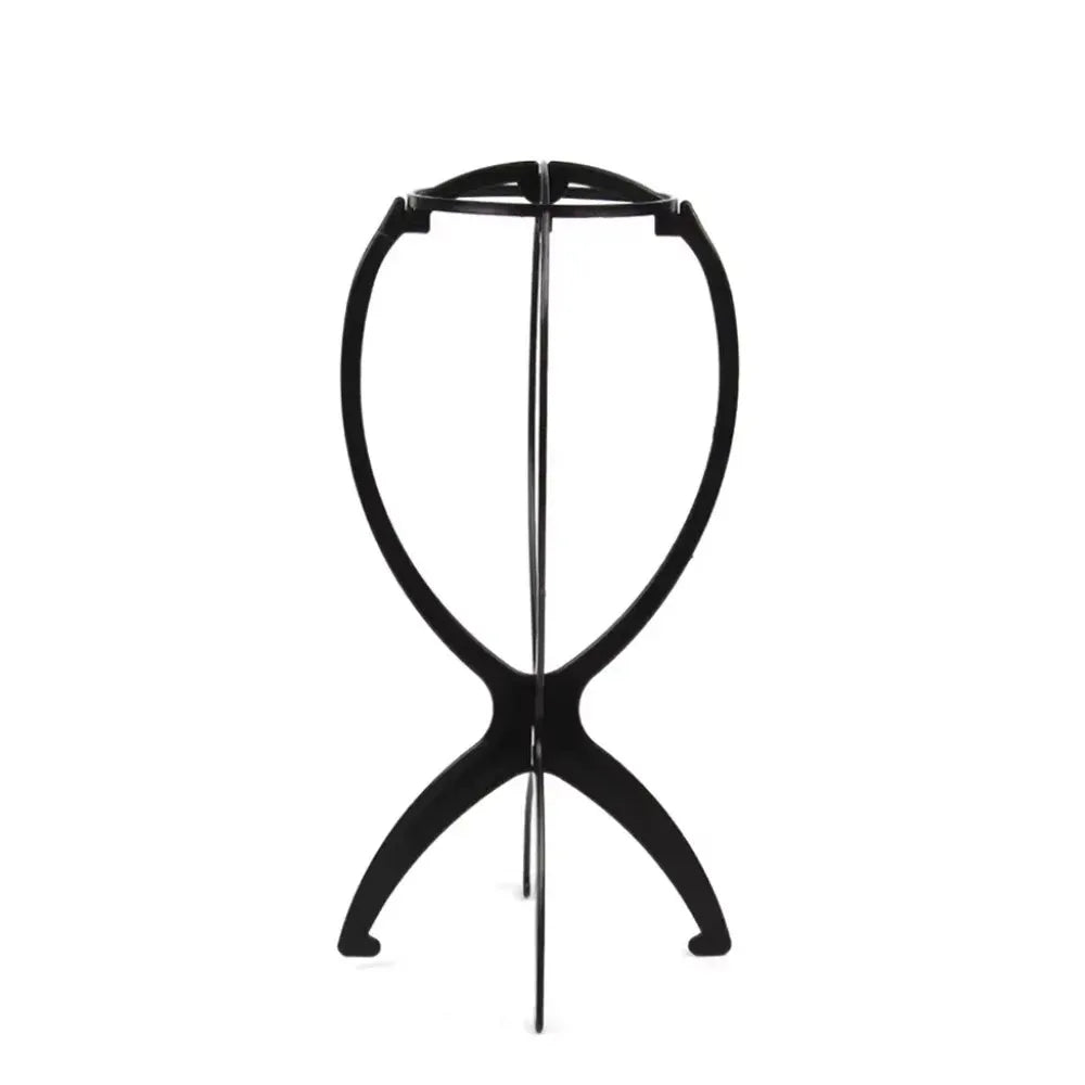 Black Folding Wig Stand – Portable Adjustable Hat Display Holder