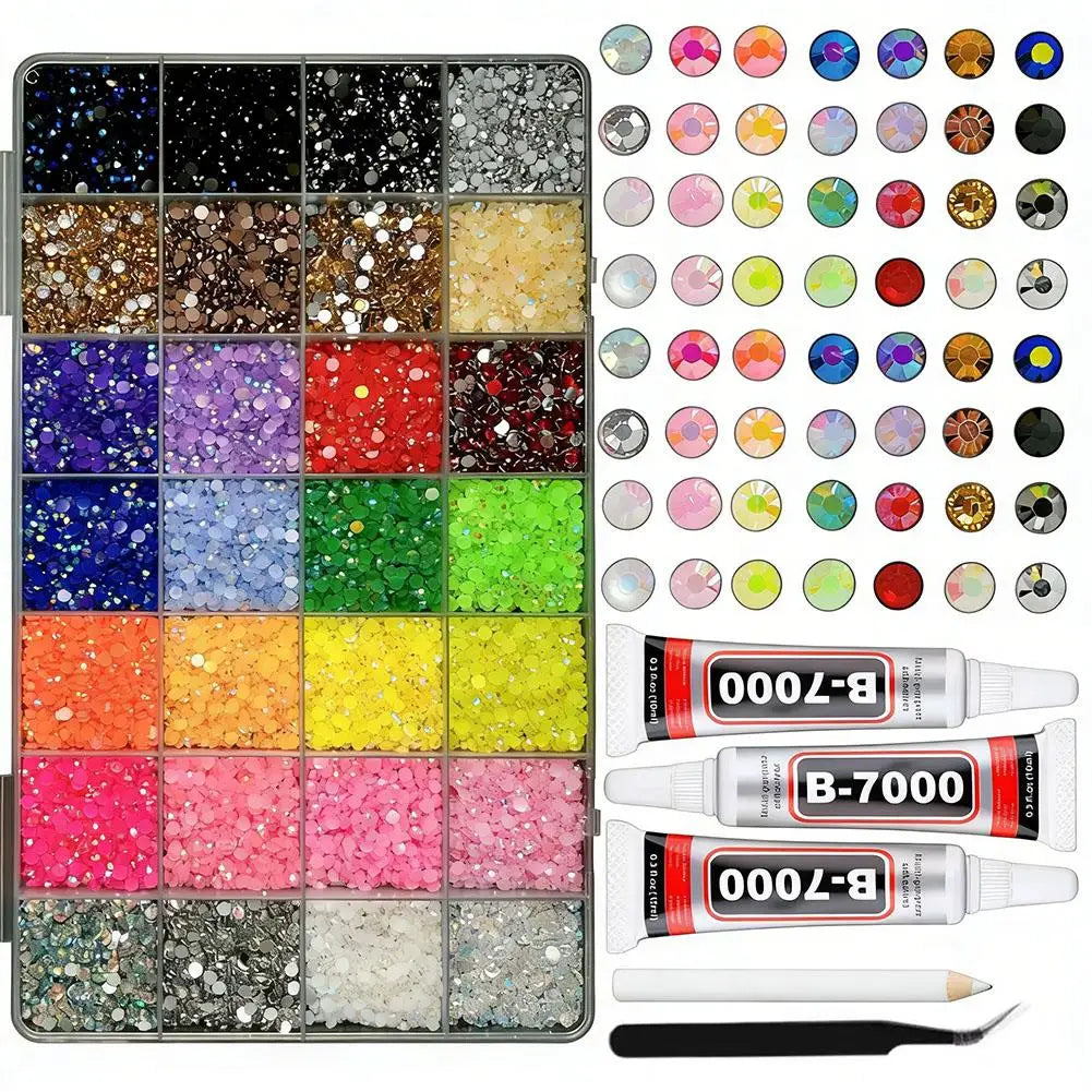 3D Nail Rhinestones Kit – 24-Grid Bedazzling Charms & Craft Set