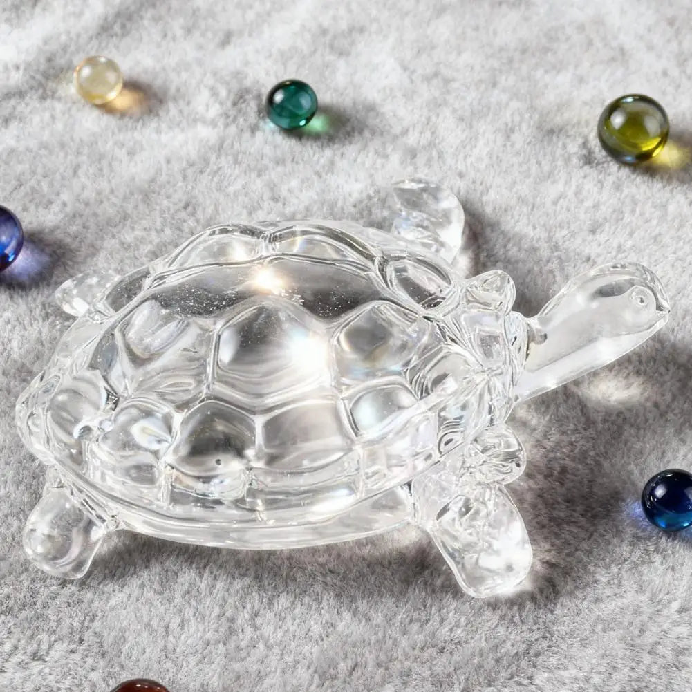 Clear Glass Turtle Figurine | Lucky Decorative Ornament