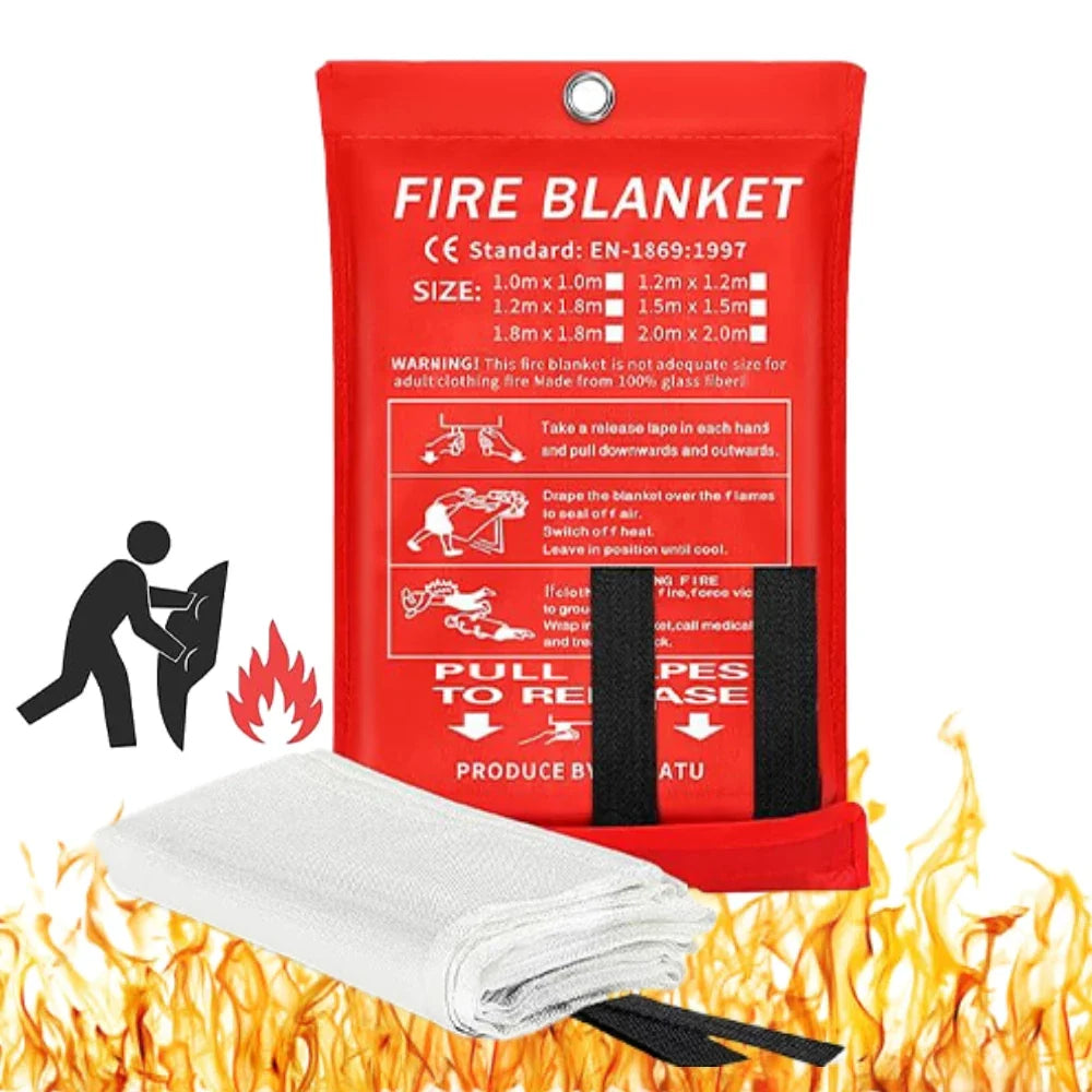 Emergency Fire Blanket – Flame Suppression Safety Cloth 1M x 1M