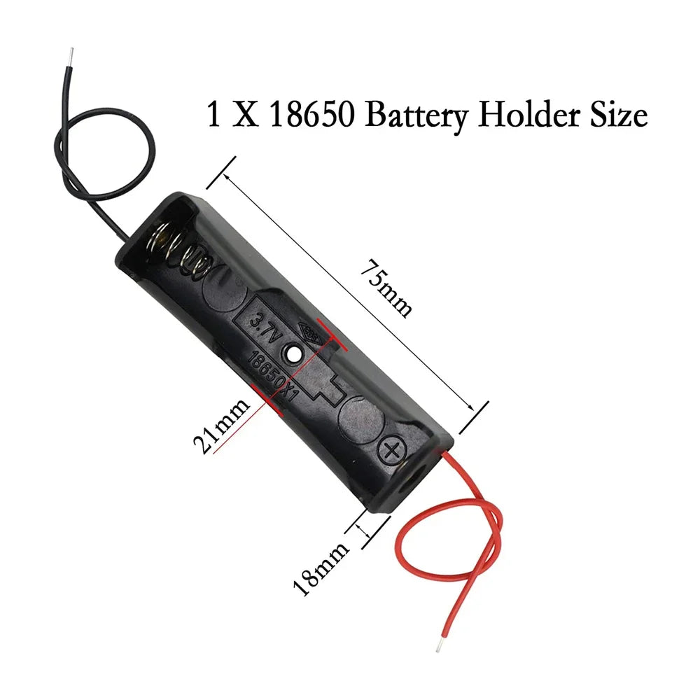 10-Pack 18650 Battery Holder Case 1-Slot with Wire Leads – DIY